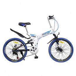 YEARLY Folding Bike YEARLY Mountain folding bikes, Adults folding bicycles Student Youth Ultra light Portable 7 speed Shimano Soft tail Foldable bikes-White 22inch