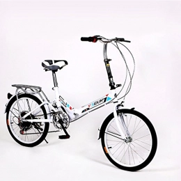 YEARLY Folding Bike YEARLY Women foldable bikes, Adults folding bicycles Ladies bicycles 6 speed Shimano Men and women Style Student car Foldable bikes-White 20inch