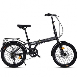 YEDENGPAO Bike YEDENGPAO 20 Inch, 7 Speed Folding Bike with Pedals, Foldable Bike with Removable Large Capacity City Bike, Lightweight Bicycle for Teens And Adults, Black
