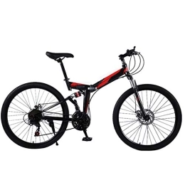 YGTMV Bike YGTMV Adult Mountain Bike, 26 Inch Wheels High Carbon Steel Folding Outroad Bicycles, 21 / 24 / 27 / 30 Speed Bicycle Full Suspension MTB ​​Gears Dual Disc Brakes Mountain Bicycle, C, 21 speed