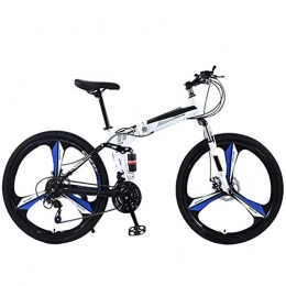 YGTMV Bike YGTMV Adult Mountain Bike, 26 Inch Wheels Trail Bike High Carbon Steel Folding Outroad Bicycles, 24-Speed Bicycle Full Suspension Gears Dual Disc Brakes Bicycle, Blue