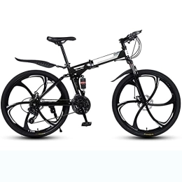 YGTMV Bike YGTMV Folding Mountain Bikes, 26-Inch Dual-Suspension Carbon Mountain Bike, with 21 Speed Dual Shock Absorbers And Dual Disc Brakes, For Mountain Road Bike, Black, 26 inch 21 speed