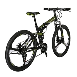 EUROBIKE Folding Bike YH-G7 Folding Mountain Bike 27.5 Inch Wheels 21 Speed Full Suspension Dual Disc Brakes Foldable Frame Bicycle for Mens (3-Spoke Green)