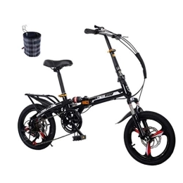 YHNMK  YHNMK Folding Bike 7 Speed, Suspension Bicycle Small Portable Bicycle High Carbon Steel Frame, Male and Female Foldable Bikes