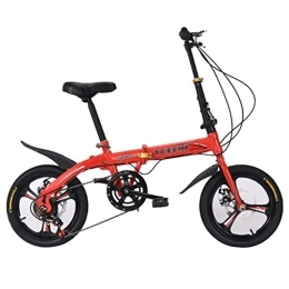 YICOL Folding Bike YICOL Mini Folding City Bike Bicycle, 6-Speed, Steel Frame, Anti-Slip Tire (White / Black / Red, Cyclists Height: 130-160cm)
