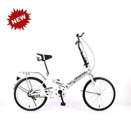 YLCJ Bike YLCJ Folding bicycle for women Student 20 inch Variable speed Shock absorber Folding bicycle Portable bicycle, White, Six-speed
