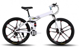 YLLXX Folding Bicycle-Mountain Bike Off-Road Bike Adult Student Variable Speed Disc Brake Bicycle Full Suspension Ten Knife Wheel