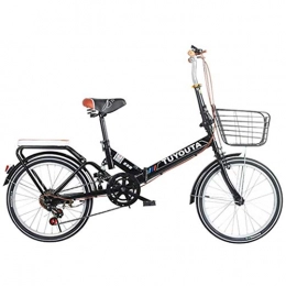 YOUSR Folding Bike YOUSR 20-Inch Wheels 7-Speed with Suspension for City Riding and Commuting Front and Rear Fenders Black