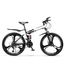 YOUSR Folding Bike YOUSR 21 Speed Foldable Bike, 26 / 24 Inch Folding Bicycle, Dual Suspension, Double Shock, Male and Female Off-Road Racing Absorber Bicycle White 26inches