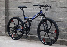 YOUSR Bike YOUSR 24 Inch Carbon Steel Mountain Bike, Shock Absorption Shifting Soft Tail Folding 21 Speed Bicycle Black Blue
