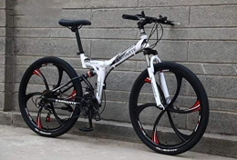 YOUSR Bike YOUSR 24 Inch Carbon Steel Mountain Bike, Shock Absorption Shifting Soft Tail Folding 21 Speed Bicycle White