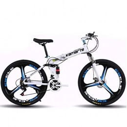 YOUSR Bike YOUSR 24 Inch Overall Wheel 27 Speed Unisex Dual Suspension Folding Road Mountain Bikes White