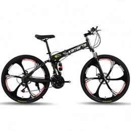 YOUSR Bike YOUSR 24 Inch Wheel Folding High-carbon Steel City Road Bicycle, Hybrid Commuter City Mountain Bike Armygreen 21 Speed
