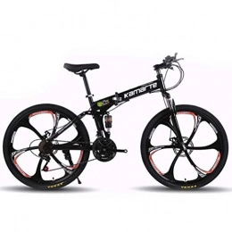 YOUSR Folding Bike YOUSR 24 Inch Wheel Folding High-carbon Steel City Road Bicycle, Hybrid Commuter City Mountain Bike Black 21 Speed