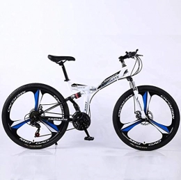 YOUSR Folding Bike YOUSR 26 Inch Folding Mountain Bike, 21 Speed Shock Absorption Shifting Soft Tail Road Bicycle White