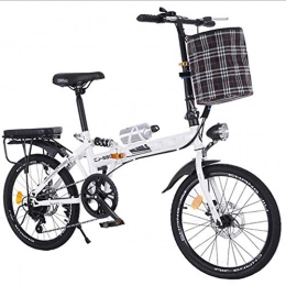 YOUSR Bike YOUSR City Folding Bike, 20 Inch Folding Bike, Adult Ultra Lightweight Portable Disc Brake Shock Absorber 6-Speed Mountain Bike White