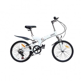 YOUSR Bike YOUSR Folding Bike, Ultralight Portable Mountain Bike Folding Bike, 20-inch 6-speed Full-shock Mountain Men and Women Adult Bikes White