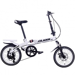 YOUSR Folding Bike YOUSR Variable Speed Folding Bike, Ladies Folding Bike with 16 Inch Shock Absorber for Adults, Pupils, Kids White