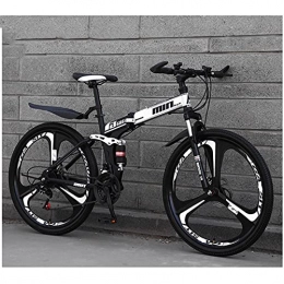 QHG Folding Bike Youth / Adult 27-speed 26 inch 3 cutter wheel All-in-one Folding Mountain Bike, Mountain Cross-country Bike Front Suspension, Multiple Colors, Beaded Pedals, High Carbon Steel Frame, Double Shock Absorb