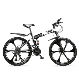 QHG Bike Youth / Adult 27-speed 26 inch 6 cutter wheel All-in-one Folding Mountain Bike, Mountain Cross-country Bike Front Suspension, Multiple Colors, Beaded Pedals, High Carbon Steel Frame, Double Shock Absorb