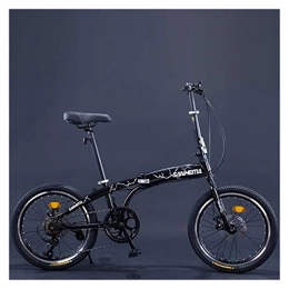 youwu Bike youwu 7 speed Folding Bike 20 inch for Adults Teens Double Disc Brake Portable Mini Bicycle Foldable Road Bike Student Bicicleta (Color : Black)