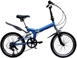 YPLDM Bike YPLDM Durable bicycles, folding bicycles, 20-inch small portable aluminum alloy frames with disc brakes, variable speed bicycles, Blue
