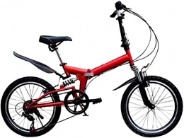 YPLDM Folding Bike YPLDM Durable bicycles, folding bicycles, 20-inch small portable aluminum alloy frames with disc brakes, variable speed bicycles, Red