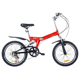 YQCH Folding Bike YQCH Outroad Mountain Bike, 20Inch Folding Bike Adult Teen Outdoor Racing Bicycle Urban Commuter Bike Gears Dual Disc Brakes For Men Women Birthday Gift (Color : Red)