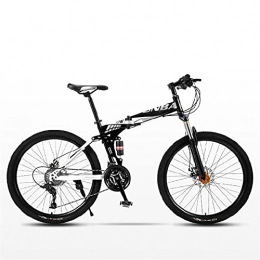 YQCH Bike YQCH Outroad Mountain Bike, 24Inch 26Inch Folding Bike Adult Teen Outdoor Racing Bicycle Urban Commuter Bike Gears Dual Disc Brakes For Men Women Birthday Gift (Color : Black, Size : 24inch)
