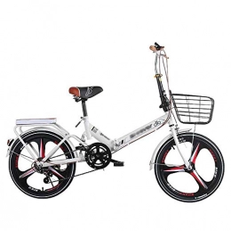 Yqihy Bike Yqihy Folding Bike for Men Women Aluminum 6 Speed Shimano Gears Disc Brake with Thunderbolt, White