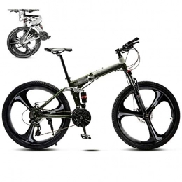YRYBZ Bike YRYBZ 24-26 Inch MTB Bicycle, Unisex Folding Commuter Bike, 30-Speed Gears Foldable Mountain Bike, Off-Road Variable Speed Bikes for Men And Women, Double Disc Brake / Green / 24'' / A wheel