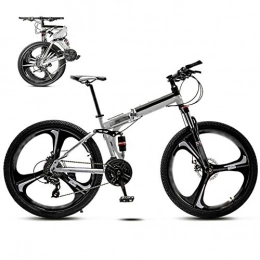 YRYBZ Bike YRYBZ 24-26 Inch MTB Bicycle, Unisex Folding Commuter Bike, 30-Speed Gears Foldable Mountain Bike, Off-Road Variable Speed Bikes for Men And Women, Double Disc Brake / White / 24'' / A wheel