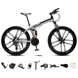 YRYBZ Bike YRYBZ 24-26 Inch MTB Bicycle, Unisex Folding Commuter Bike, 30-Speed Gears Foldable Mountain Bike, Off-Road Variable Speed Bikes for Men And Women, Double Disc Brake / White / 24'' / C wheel