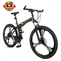 YRYBZ Folding Bike YRYBZ Foldable Bicycle 26 Inch, 24-Speed Folding Mountain Bike, Unisex Lightweight Commuter Bike, MTB Full Suspension Bicycle, Double Disc Brake / Green / A wheel