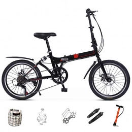 YRYBZ Bike YRYBZ Mountain Bike Folding Bikes, 7-Speed Double Disc Brake Full Suspension Bicycle, 20 Inchn City Commuter Bicycles for Men And Wome / Black