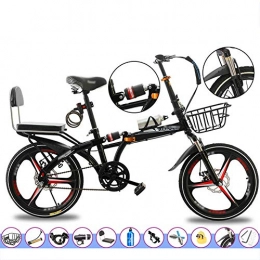 YSHCA Bike YSHCA 20 Inch Folding Bike, Single Speed Low Step-Through Steel Frame Foldable Compact Bicycle with Rack Comfort Saddle and Fenders, Black-B