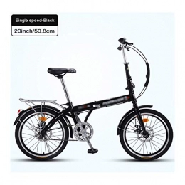 YSHCA Bike YSHCA20 Inch Folding Bike, Single Speed Low Step-Through Steel Frame Foldable Compact Bicycle with Fenders and Comfort Saddle Urban Riding and Commuting, Black
