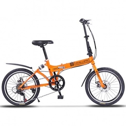YSHCA Folding Bike YSHCA20 Inch Folding Bike, Single Speed Low Step-Through Steel Frame Foldable Compact Bicycle with Fenders and Comfort Saddle Urban Riding and Commuting, Orange