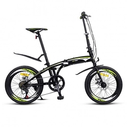 YSHCA Folding Bike YSHCA7 Speed Folding Bike, 20 Inch Foldable Compact Bicycle with Low Step-Through Steel Frame Comfort Saddle and Fenders for Adults, Black