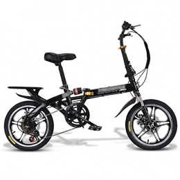 YSHCA Bike YSHCAFolding Bike, 20 Inch 7 Speed Low Step-Through Steel Frame Foldable Compact Bicycle with Rack Comfort Saddle and Fenders for Adults, Black-C