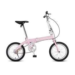 YSHCA Bike YSHCASingle Speed Foldable Bicycle, with Comfort Saddle 16 Inch Folding Bike Low Step-Through Steel Frame Urban Riding and Commuting, Pink