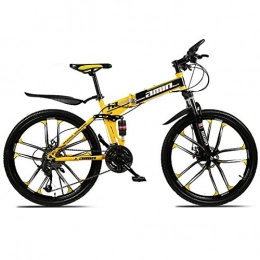 YSHUAI Bike YSHUAI MTB Folding Bike Foldable Sports, Folding Bike Cross Trekking Bikes, Mountain Bike, Fitness Outdoors, Leisure Cycling for Men, Ladies, Girl, Suitable for Boys, Yellow