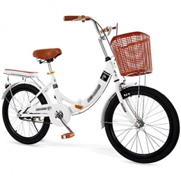 YSHUAI Folding Bike YSHUAI Retro Bicycle City Bike Folding Bike Leisure Folding Bikes Folding Bike Foldable Bike for Men And Women, Folding Bike with Taillight And Car Basket (20 / 22 / 24 Inch), White, 22inch