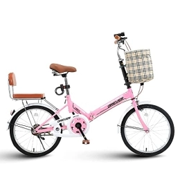 YUEGOO Bike YUEGOO Foldable Bike Adult Portable City Bicycle, Carbon Steel Bicycle Unisex Folding Bicycle, Folding Bike for Men Women Students and Urban Commuters / Pink / 20 inch Single Speed