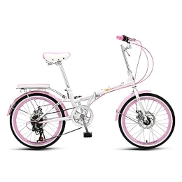 YUEGOO Bike YUEGOO Folding Bicycle, Bikes for Adults, Carbon Steel Foldable Bicycle Small Unisex Folding Bicycle 7-Speed Variable Speed, Adult Portable Bicycle City Bicycle / Pink / 20Inch