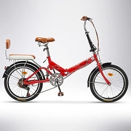 YUEGOO Folding Bike YUEGOO Folding Bike, Foldable Bike Steel Frame Folding Bicycle Rear Suspension Dual Disc Brake Lightweight Commuting Bike with Fender and Rear Rack for Men and Women / Red / 20Inch20 inch Single Speed (