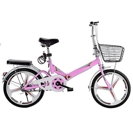 YUEGOO Folding City Bike Bicycle for Adults, Lightweight Alloy Folding Bicycle City Commuter Variable Speed Bike, Foldable Urban Bicycle Cruiser with Quick-Fold System/Pink/20Inch