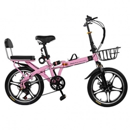 YUHT Folding Bike YUHT 16-inch / 20-inch Compact Women's Bike Portable Cruiser Bike Male Adult Variable Speed Folding Bike For Student Work Bike (Color : Pink, Size : 20") Unicycle