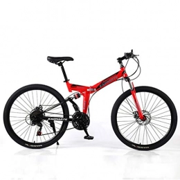 YUKM Bike YUKM 40-Spoke 5-Color 26-Inch Folding Mountain Cross-Country Bike, Beginner Practice Bike, 3-Speed Configuration, Dual Disc Brakes, Red, 26 inch 24 speed