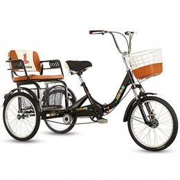 YUKM Bike YUKM Adult Folding Tricycles, Singe Speed Adult Trikes, 20 Inch Double Chain 3 Wheel Bikes with Basket -For Adults, Women, Men, Seniors, Black
